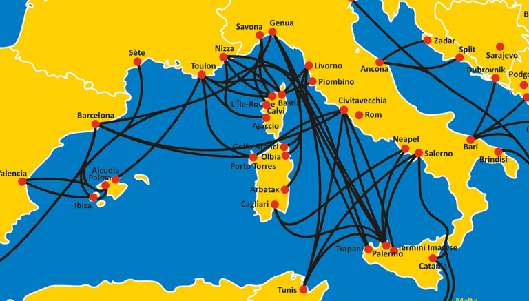 Karte von Sardinien: im Mittelmeer, westlich von Italien